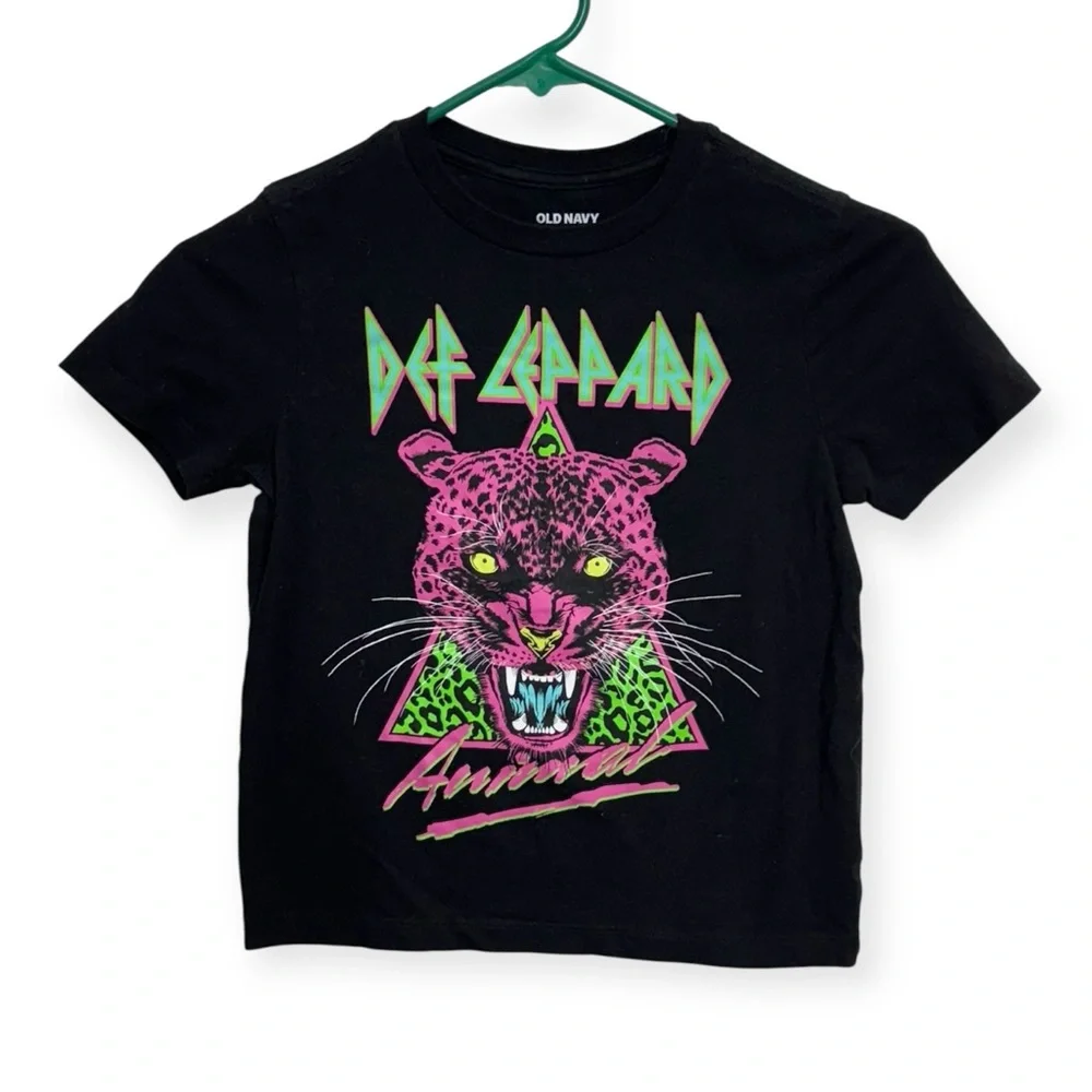 Old Navy Black‎ Def Leopard Tee Size S